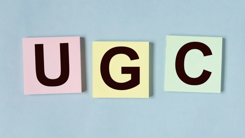 Post-it notes with letters UGC